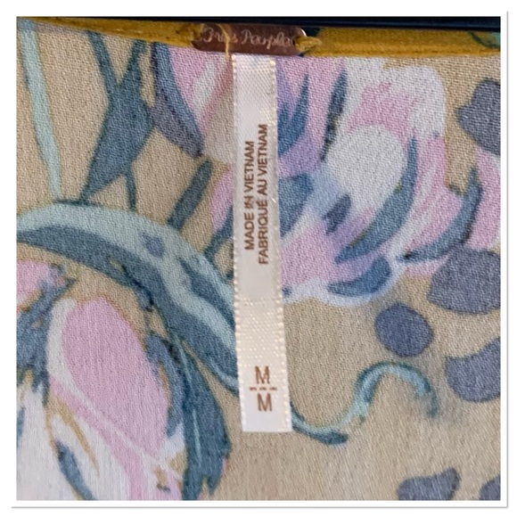 Free People Bella Floral Print Tunic Top Dress V Neck Yellow Pink Size Medium - Picture 6 of 8